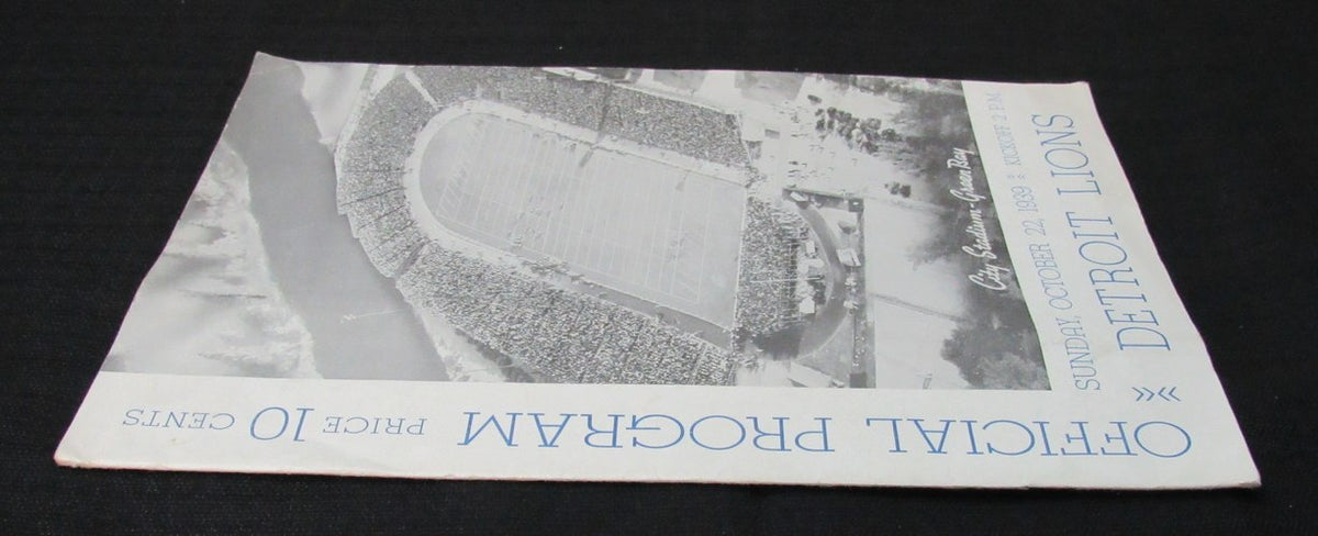 October 22,1939 Detroit Lions vs. Green Bay Packers Football Game Program 194678
