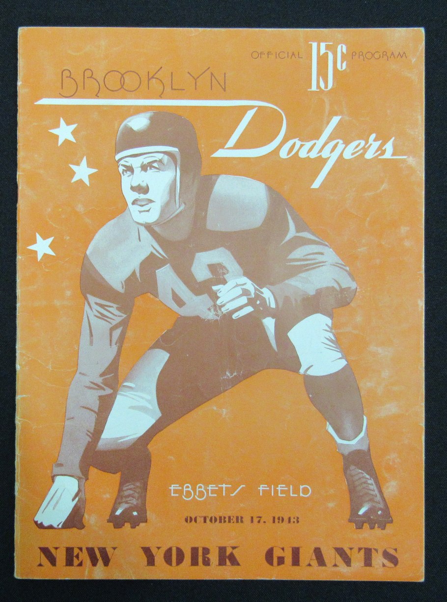 October 17, 1943 Brooklyn Dodgers vs. NY Giants Football Game Program 195517