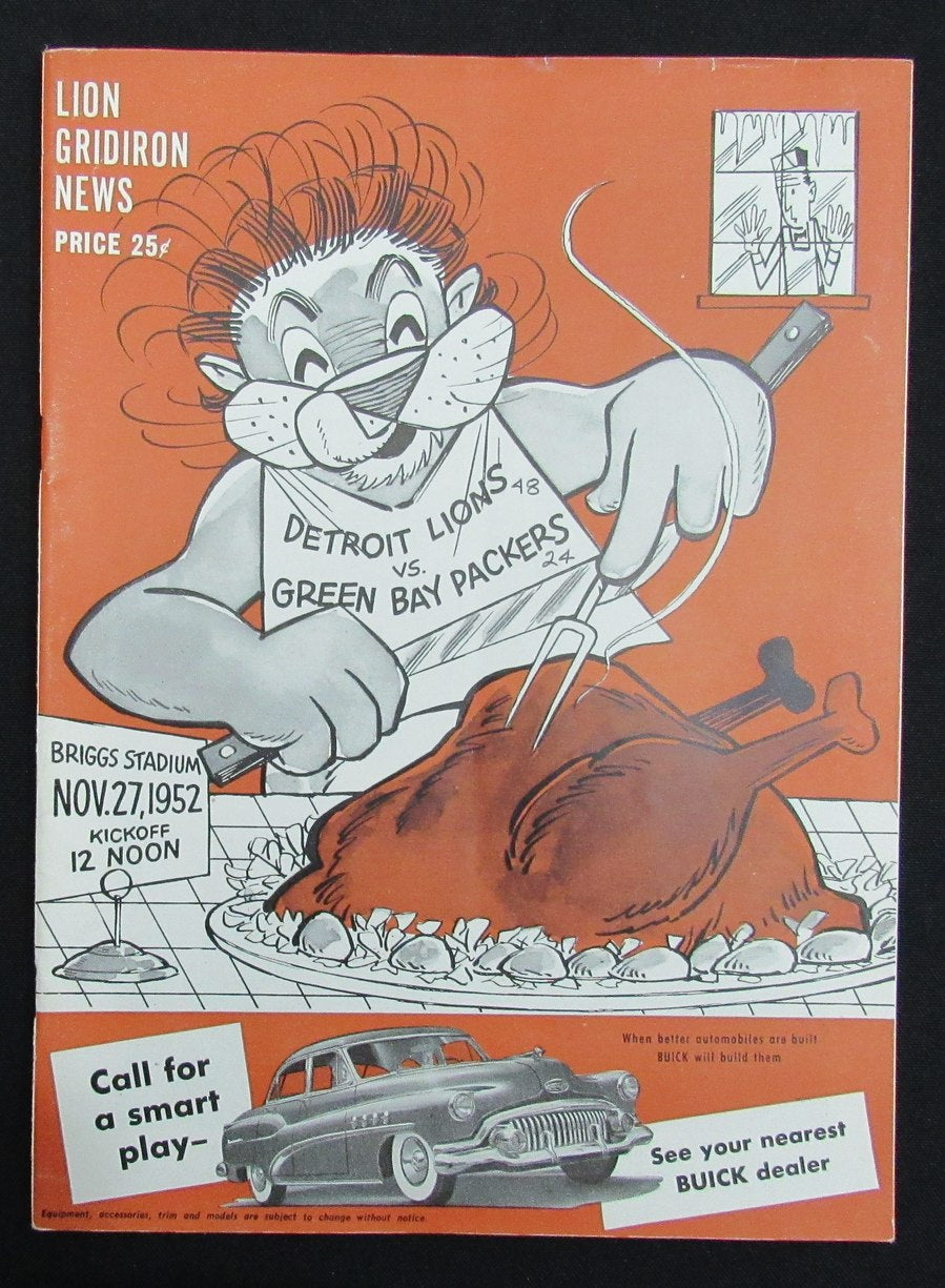 November 27, 1952 Lions vs. Green Bay Packers Football Game Program 195499
