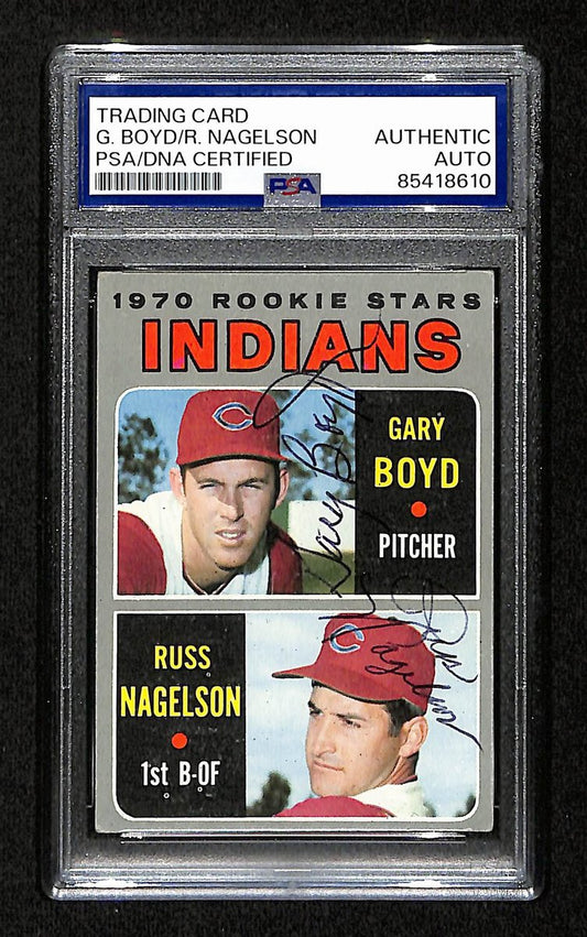 Gary Boyd/Russ Nagleson Signed/Auto 1970 Topps RC Card #7 Indians PSA/DNA 194788