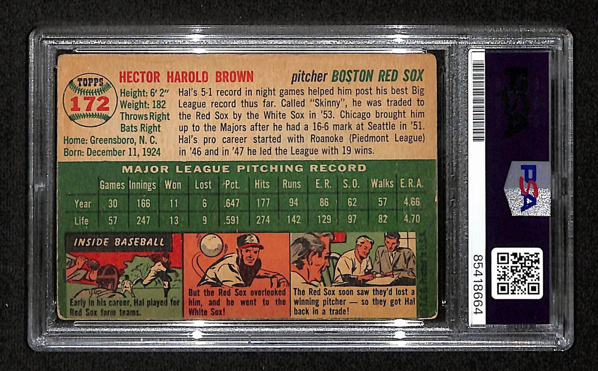 Hal Brown Signed/Auto 1954 Topps Card #172 Baltimore Orioles PSA/DNA 194829