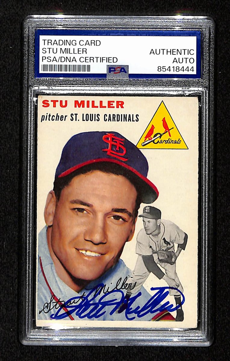 Stu Miller Signed/Auto 1954 Topps Card #164 St. Louis Cardinals PSA/DNA 194832