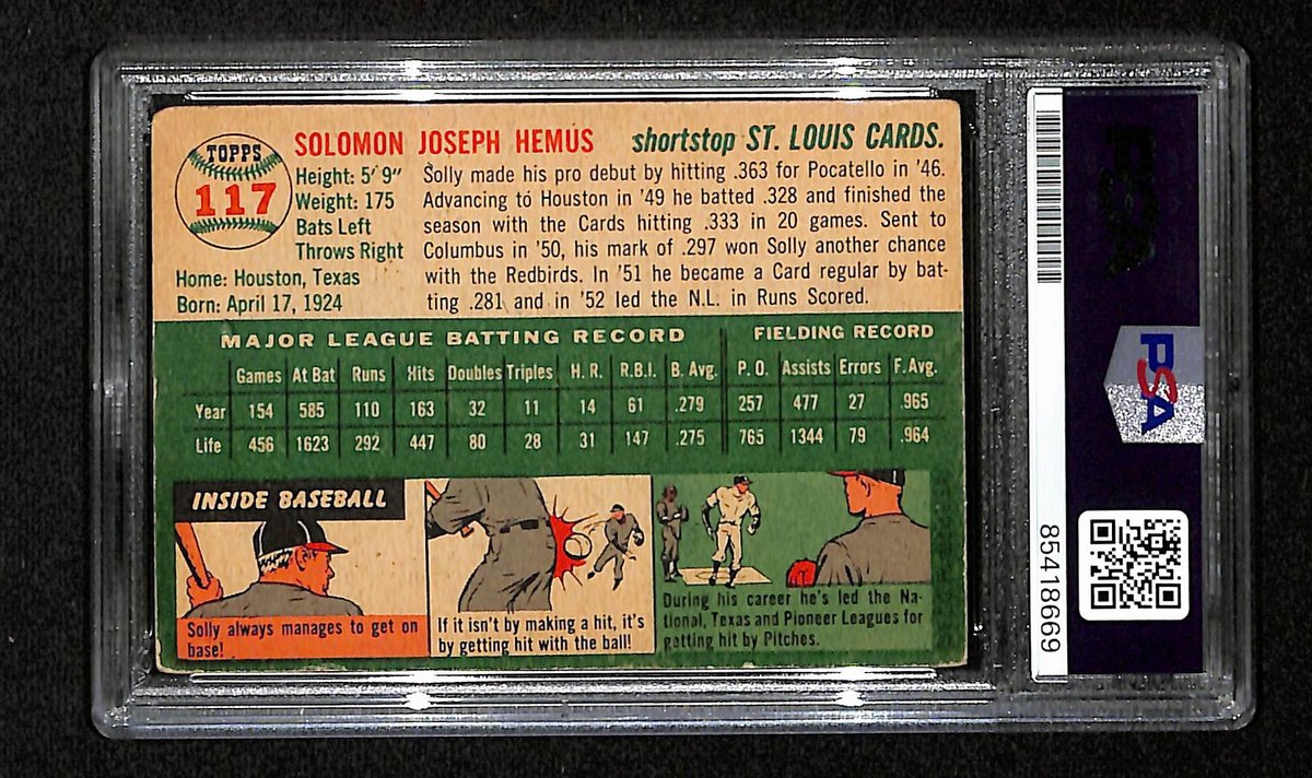 Solly Hemus Signed/Auto 1954 Topps Card #117 St. Louis Cardinals PSA/DNA 194833