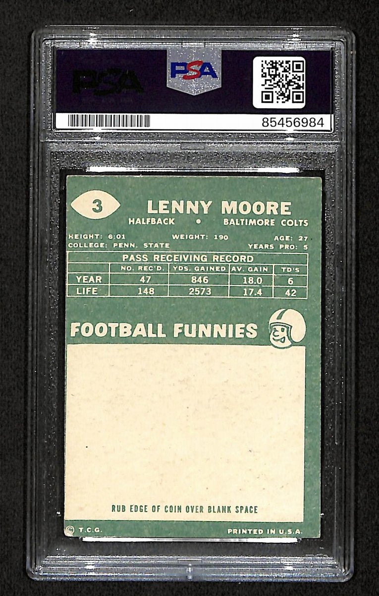 Lenny Moore HOF Signed/Auto 1960 Topps Card #3 Baltimore Colts PSA/DNA 195048