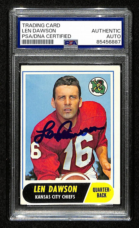 Len Dawson HOF Signed 1968 Topps Card #171 Kansas City Chiefs PSA/DNA 195082