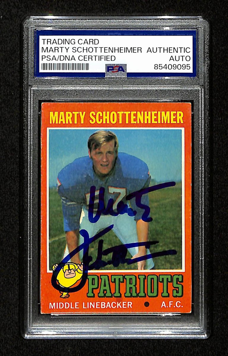 Marty Schottenheimer Signed/Auto 1971 Topps RC Card #3 Patriots PSA/DNA 195094