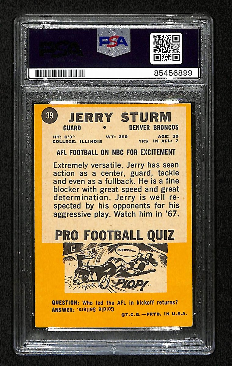 Jerry Sturm Signed/Auto 1967 Topps Card #39 Denver Broncos PSA/DNA 195077