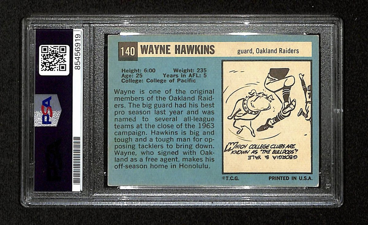 Wayne Hawkins Signed/Auto 1964 Topps Card #140 Oakland Raiders PSA/DNA 195096