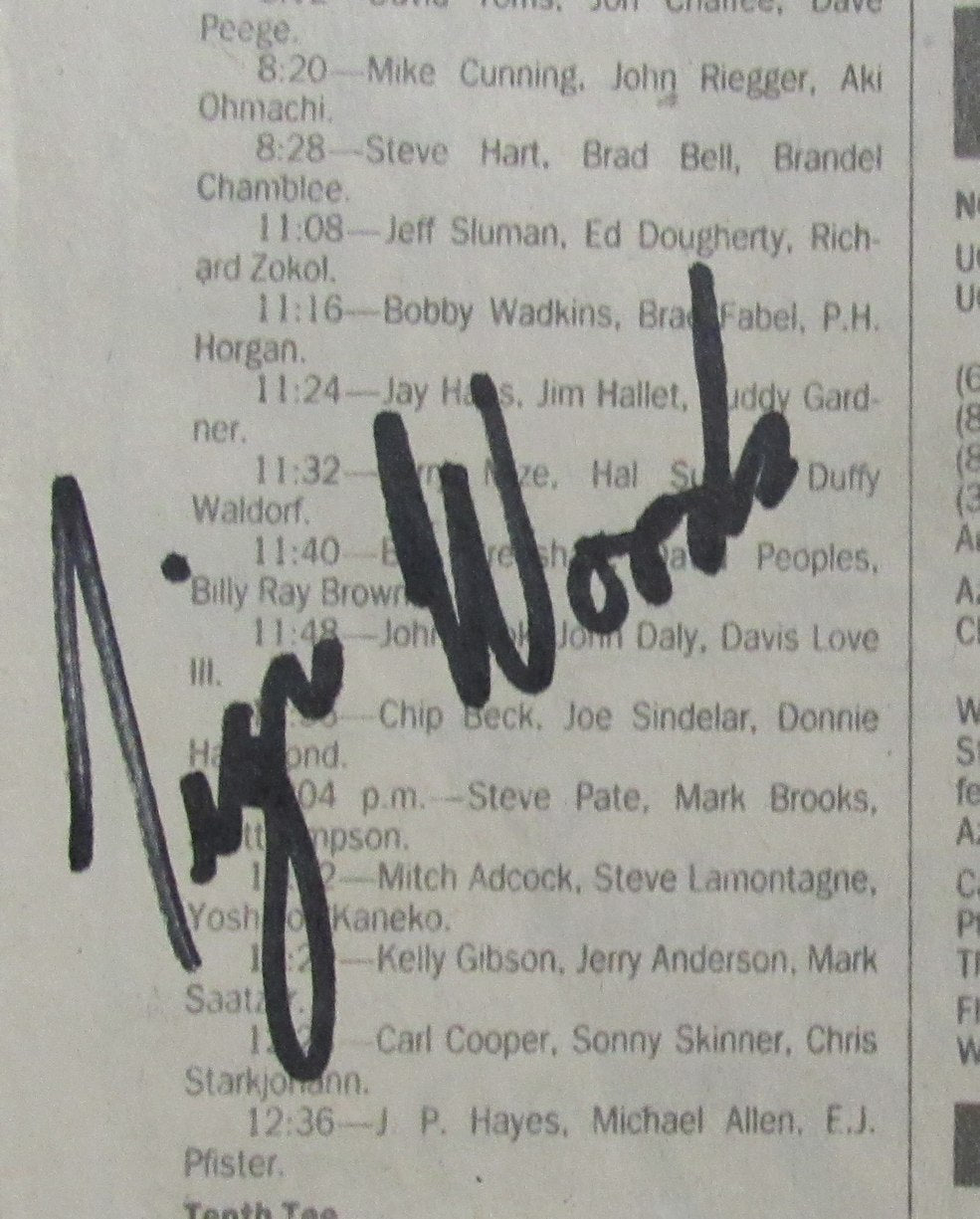 Tiger Woods Signed 16 years old 1992 LA Times Newspaper 1st PGA Event JSA 195716