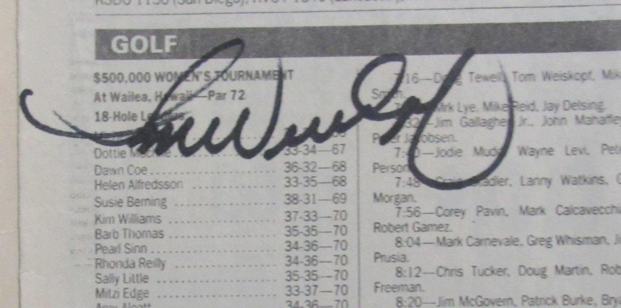 Tiger Woods Signed 16 years old 1992 LA Times Newspaper 1st PGA Event JSA 195716