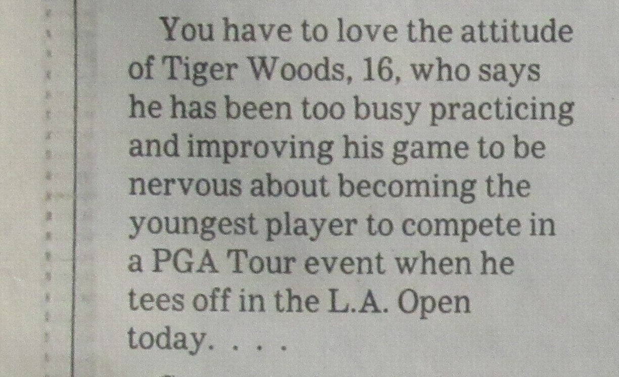 Tiger Woods Signed 16 years old 1992 LA Times Newspaper 1st PGA Event JSA 195716