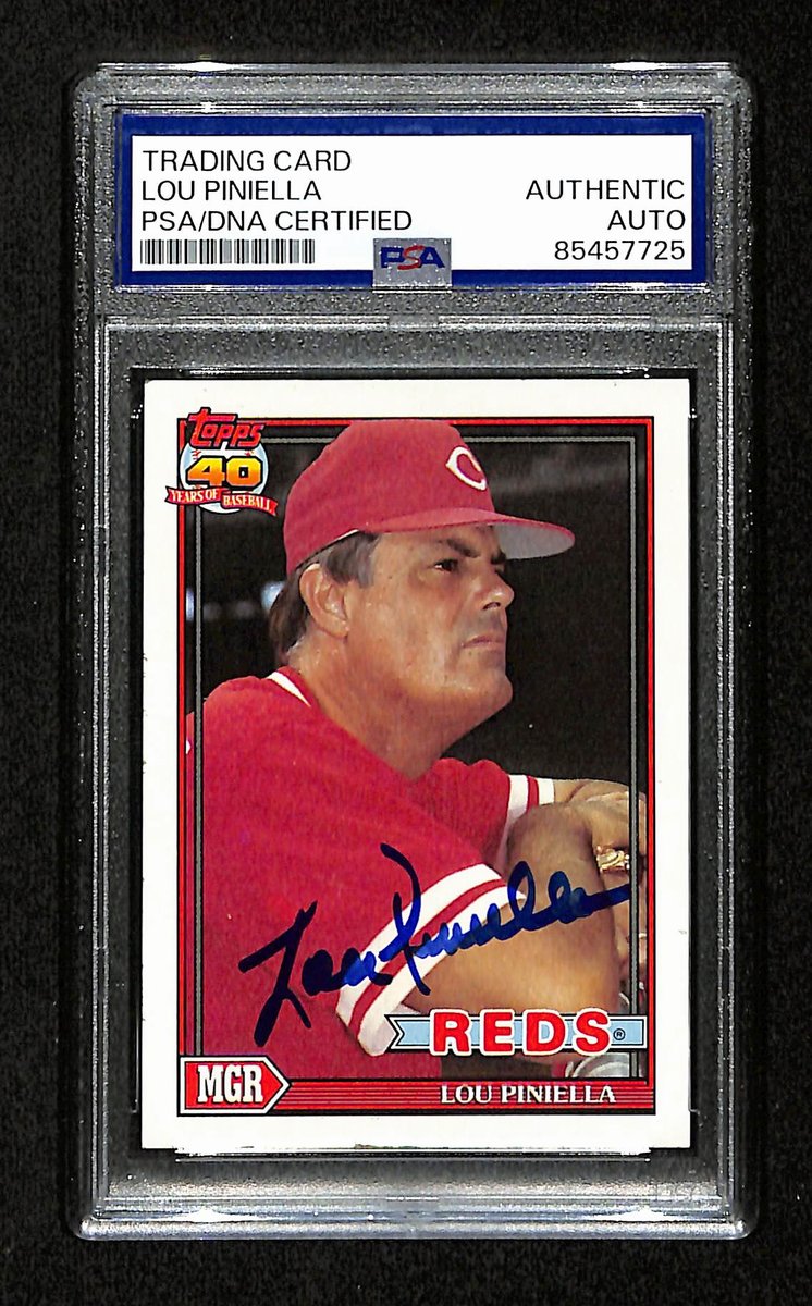 Lou Piniella Signed/Auto 1991 Topps Card #669 Cincinnati Reds PSA/DNA 194807