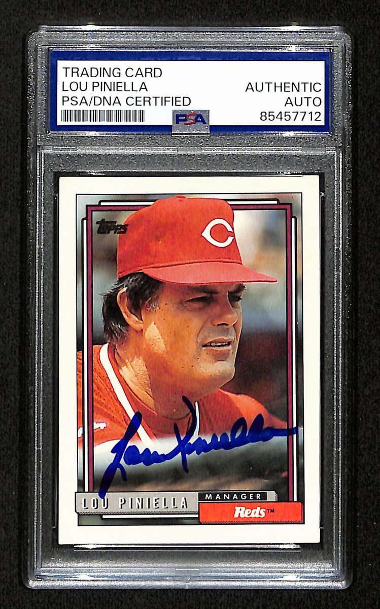Lou Piniella Signed/Auto 1992 Topps Card #321 Cincinnati Reds PSA/DNA 194808