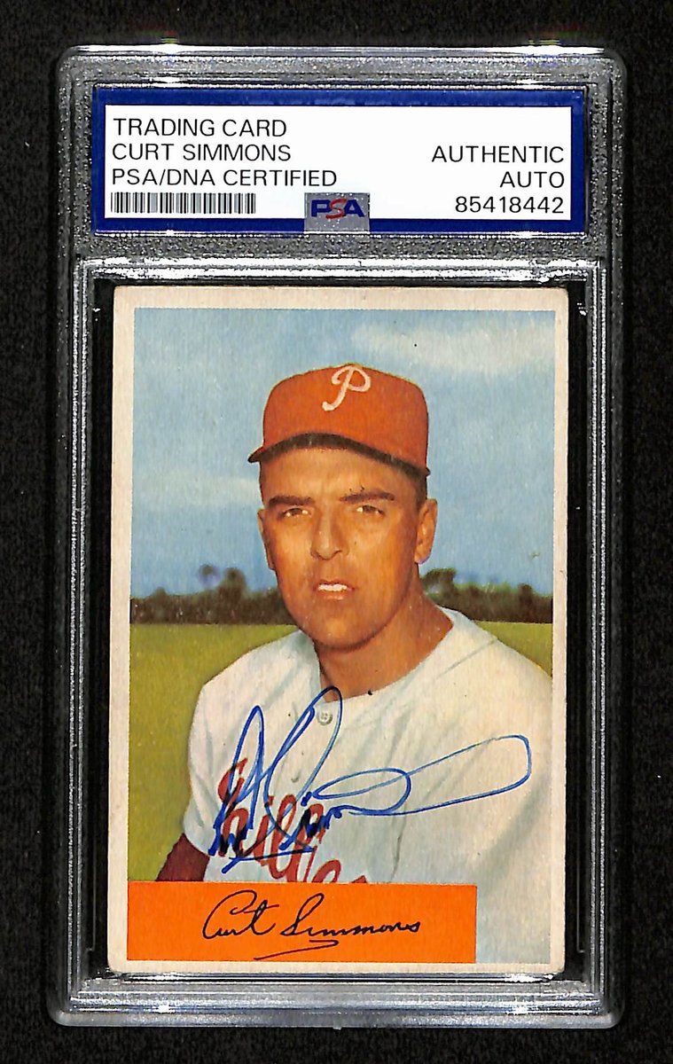 Curt Simmons Signed/Autographed 1954 Bowman Card #79 Phillies PSA/DNA 194816