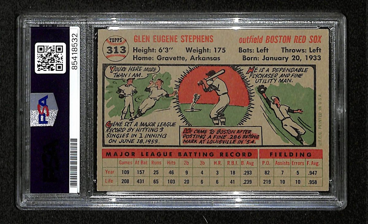 Gene Stephens Signed/Auto 1956 Bowman Card #313 Boston Red Sox PSA/DNA 194872