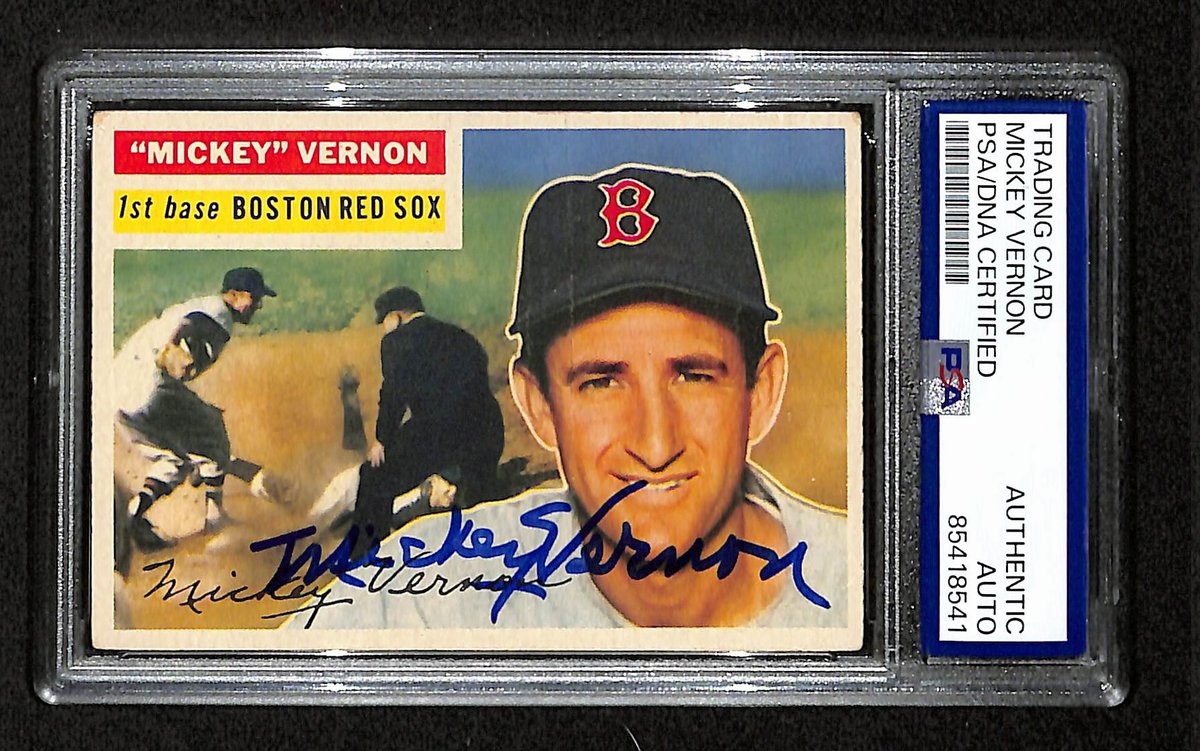 Mickey Vernon Signed/Auto 1956 Bowman Card #228 Boston Red Sox PSA/DNA 194873