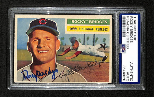 Rocky Bridges Signed/Autographed 1956 Bowman Card #324 Redlegs PSA/DNA 194875