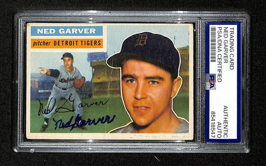 Ned Garver Signed/Auto 1956 Bowman Card #189 Detroit Tigers PSA/DNA 194881