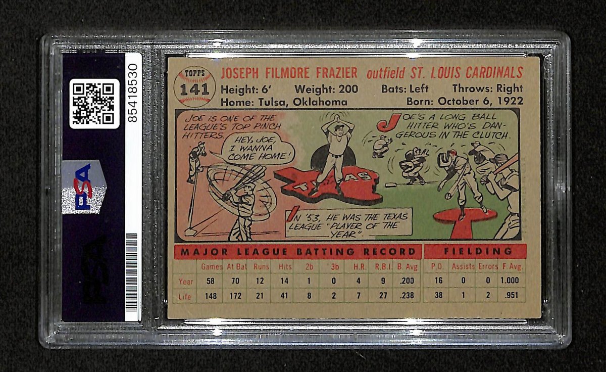 Joe Frazier Signed/Auto 1956 Bowman Card #141 St. Louis Cardinals PSA/DNA 194893