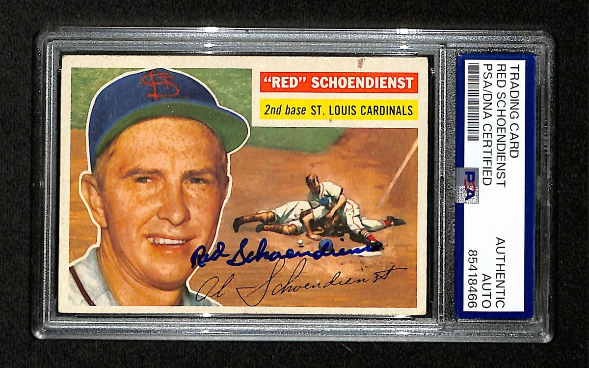 Red Schoendienst HOF Signed/Auto 1956 Bowman Card #165 Cardinals PSA/DNA 194894