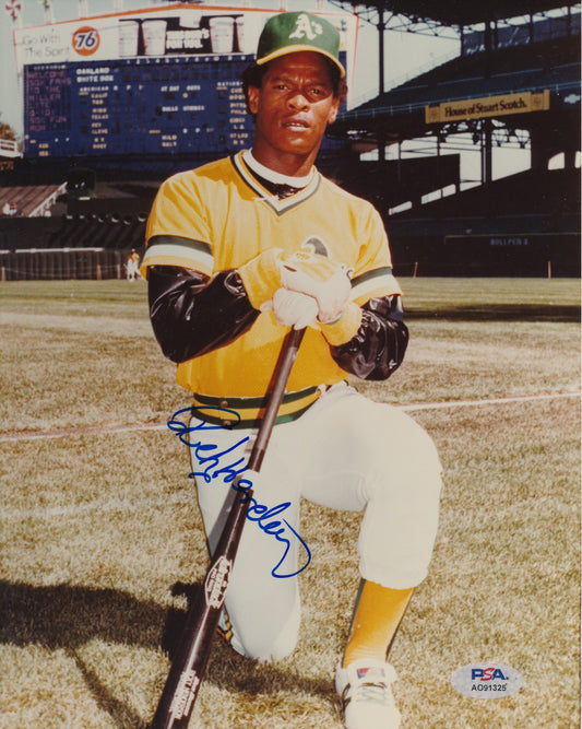 Ricky Henderson HOF Signed/Autographed 8x10 Photo Oakland A's PSA/DNA 195993