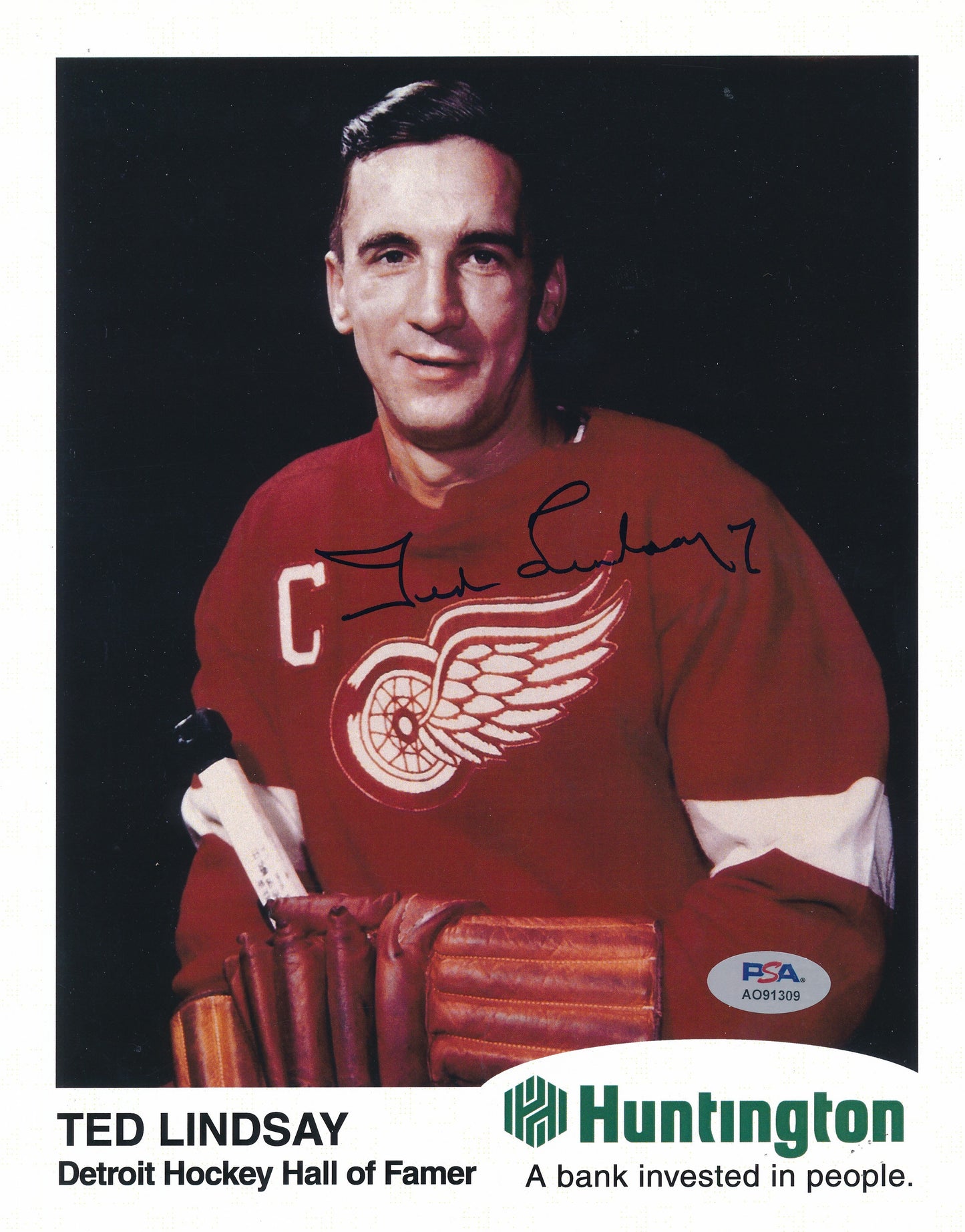Ted Lindsay HOF Signed/Autographed 8x10 Photo Detroit Redwings PSA/DNA 195998