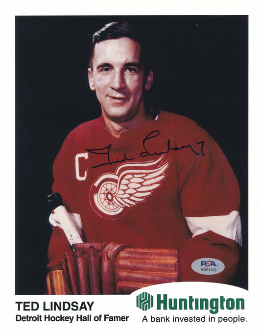 Ted Lindsay HOF Signed/Autographed 8x10 Photo Detroit Redwings PSA/DNA 195998