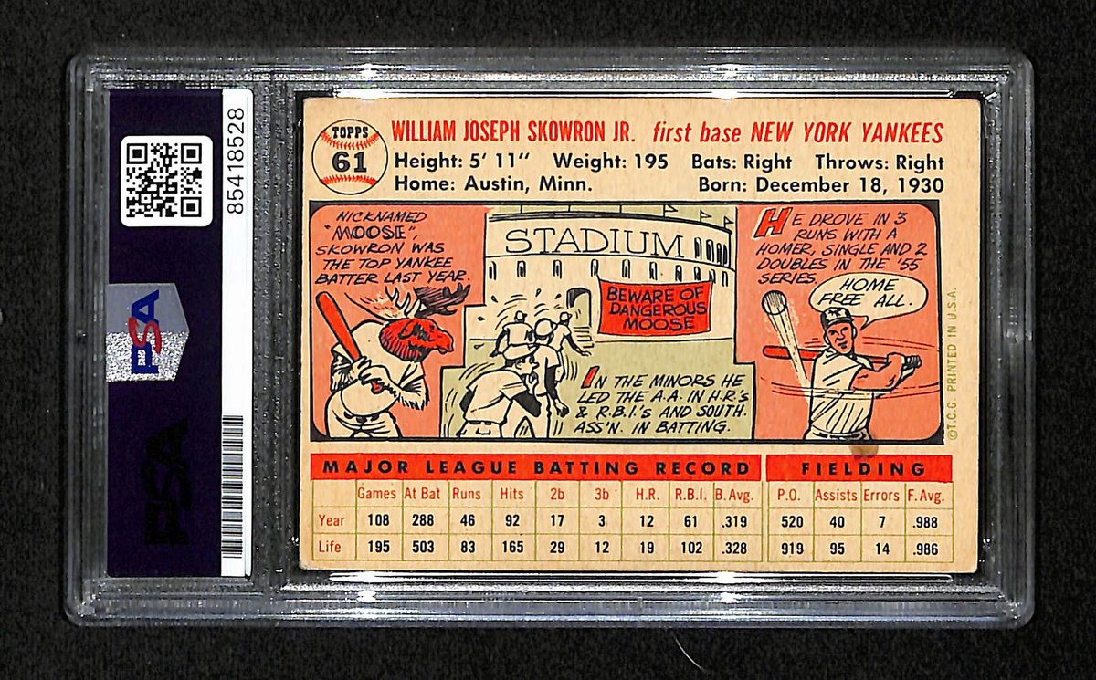 Bill Skowron Signed/Auto 1956 Topps Card #61 New York Yankees PSA/DNA 194855