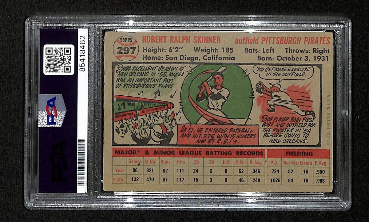 Bob Skinner Signed/Auto 1956 Topps Card #297 Pittsburgh Pirates PSA/DNA 194862