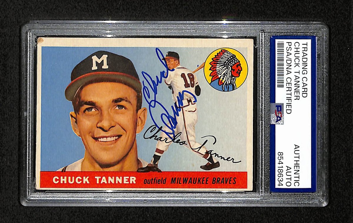 Chuck Tanner Signed/Auto 1955 Topps Card #161 Milwaukee Braves PSA/DNA 195372