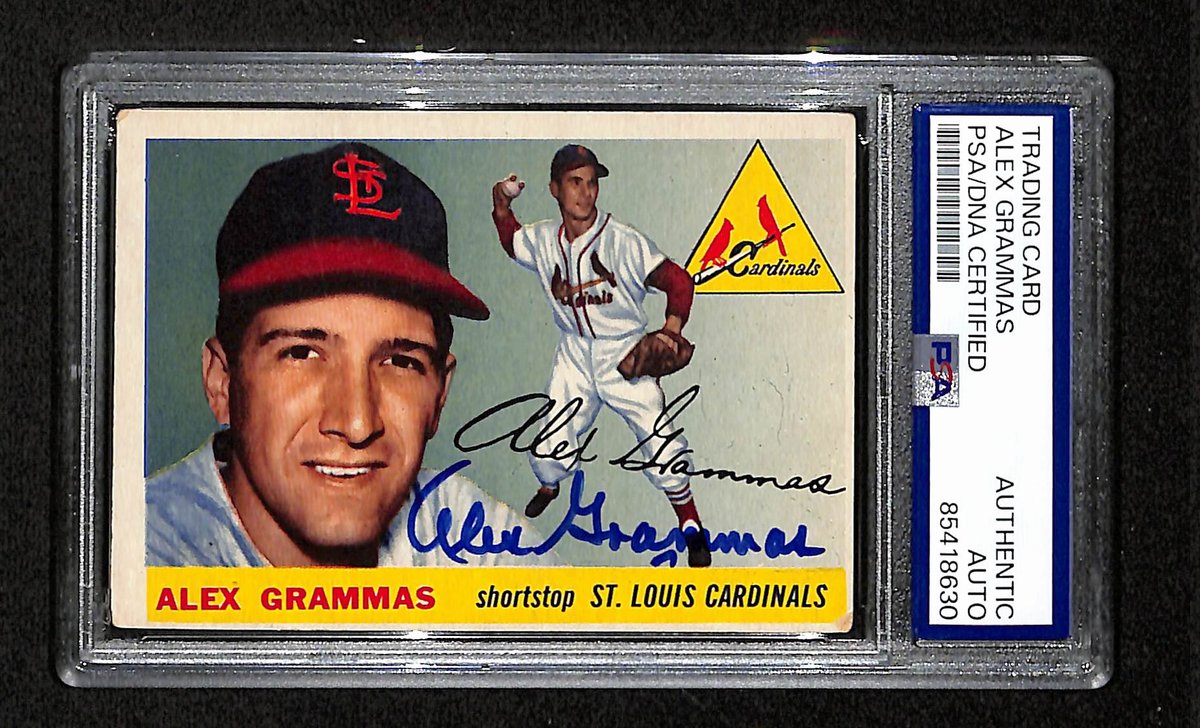 Alex Grammas Signed/Auto 1955 Topps Card #21 St. Louis Cardinals PSA/DNA 195375