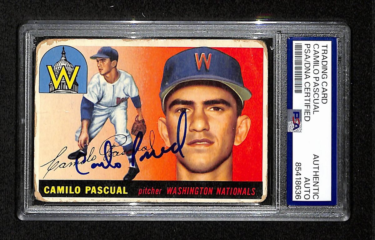 Camilo Pascual Signed 1955 Topps Card #84 Washington Nationals PSA/DNA 195386