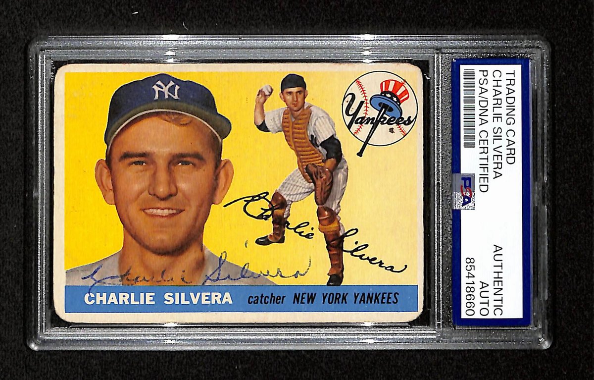 Charlie Silvera Signed/Auto 1955 Topps Card #188 New York Yankees PSA/DNA 195390