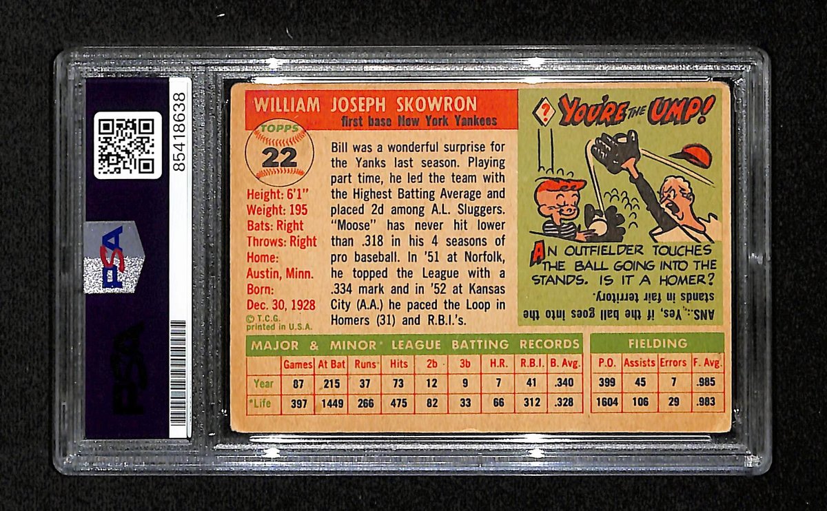 Bill Skowron Signed/Auto 1955 Topps Card #22 New York Yankees PSA/DNA 195392