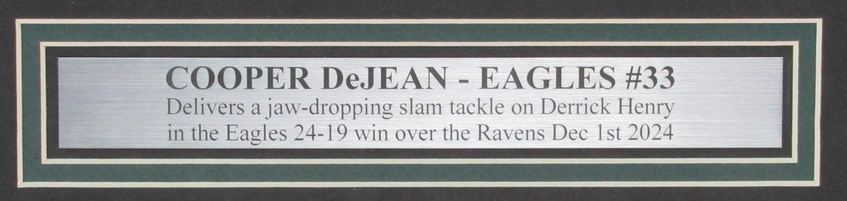 Cooper DeJean Autographed 16x20 Photo Framed Philadelphia Eagles Fanatics 195732