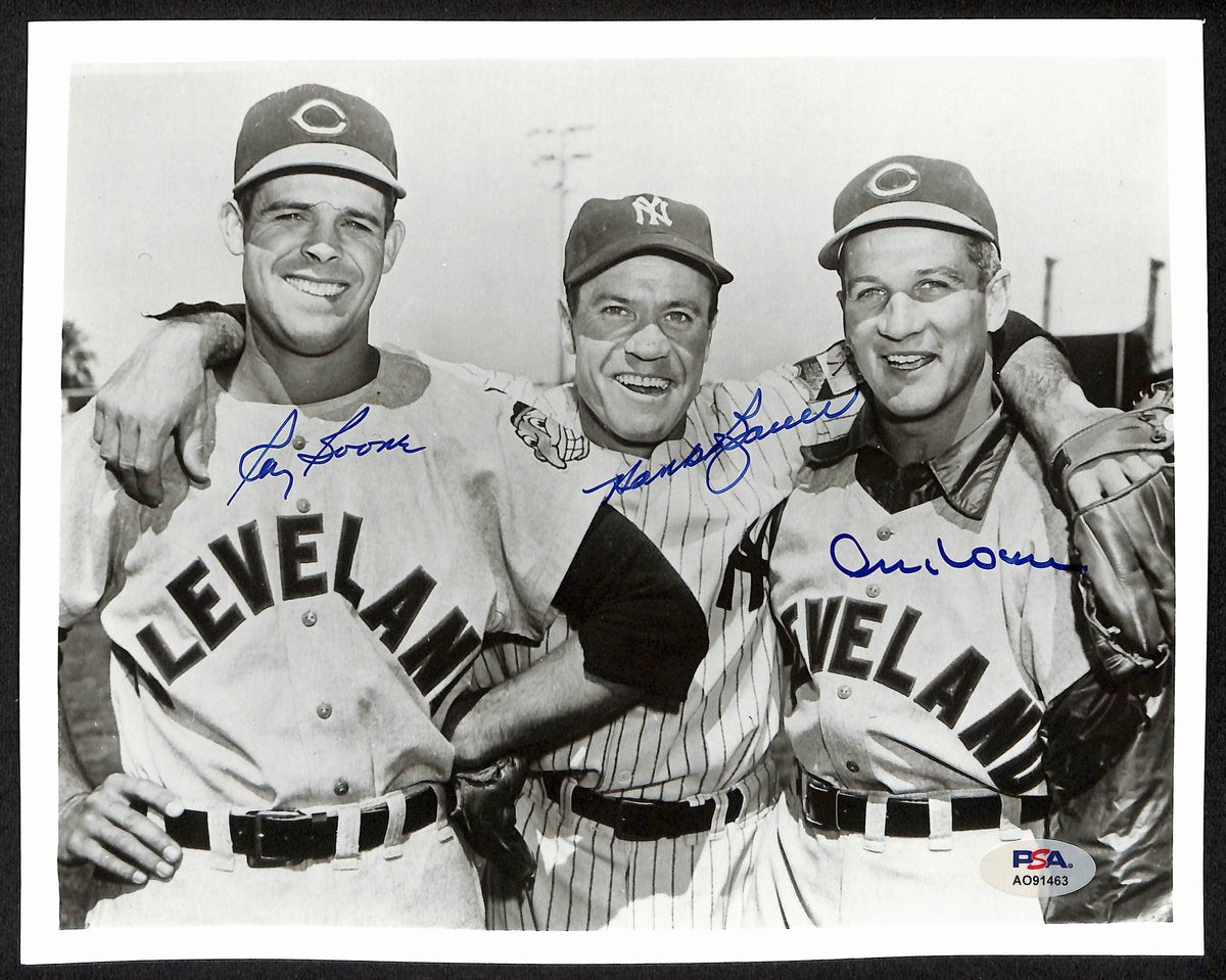 Ray Boone/Al Rosen/Hank Bauer Multi-Signed/Auto 8x10 Photo PSA/DNA 195445