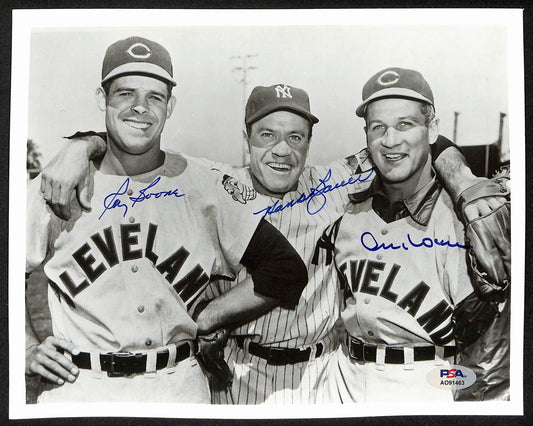 Ray Boone/Al Rosen/Hank Bauer Multi-Signed/Auto 8x10 Photo PSA/DNA 195445