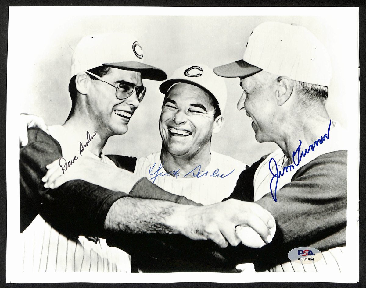 Jim Brosnan/Dave Sisler/Dick Sisler Multi-Signed/Auto 8x10 Photo PSA/DNA 195446