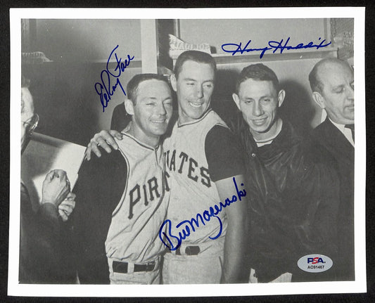 Bill Mazeroski/Harvey Haddix/Elroy Face Signed/Auto 8x10 Photo PSA/DNA 195449