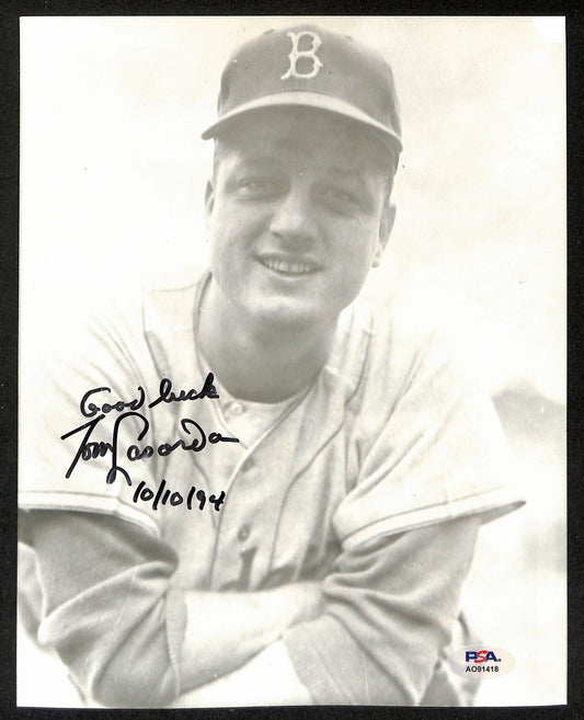 Tom Lasorda HOF Signed/Inscribed 8x10 Photo Brooklyn Dodgers PSA/DNA 195458