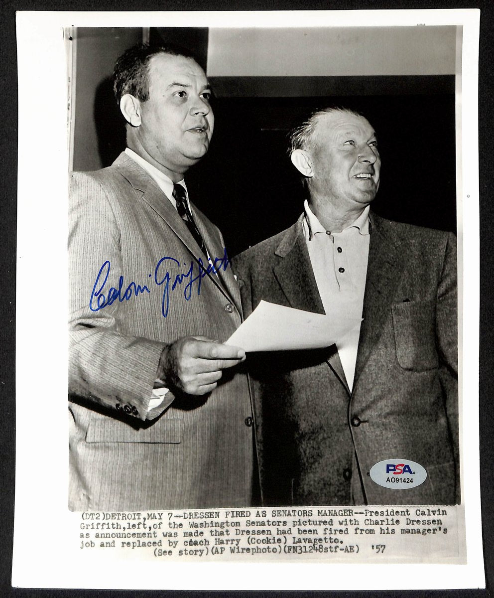 Calvin Griffith Signed/Autographed 8x10 Press Photo 1957 Senators PSA/DNA 195463