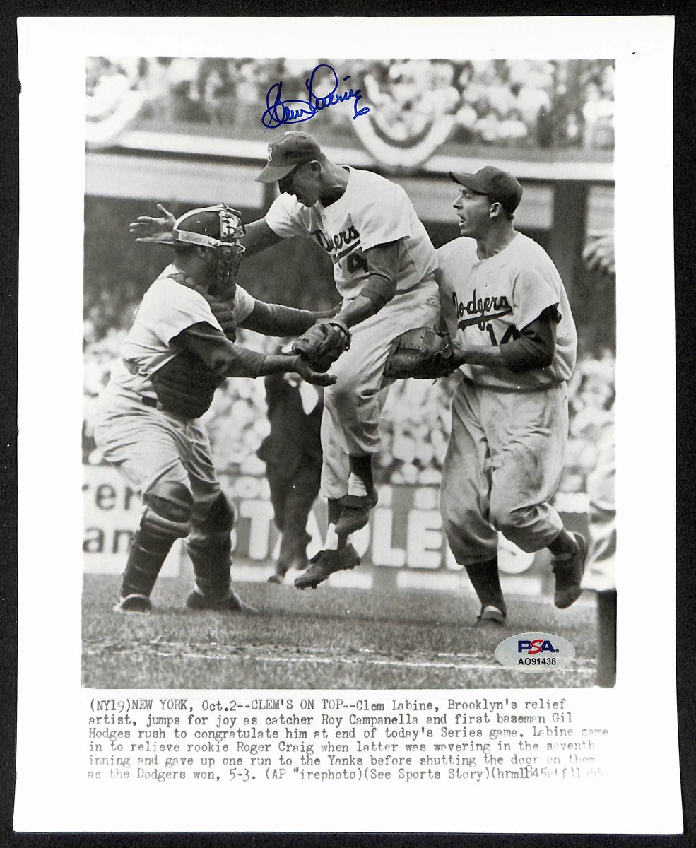 Clem Labine Signed/Auto 8x10 Press Photo 1955 Brooklyn Dodgers PSA/DNA 195474