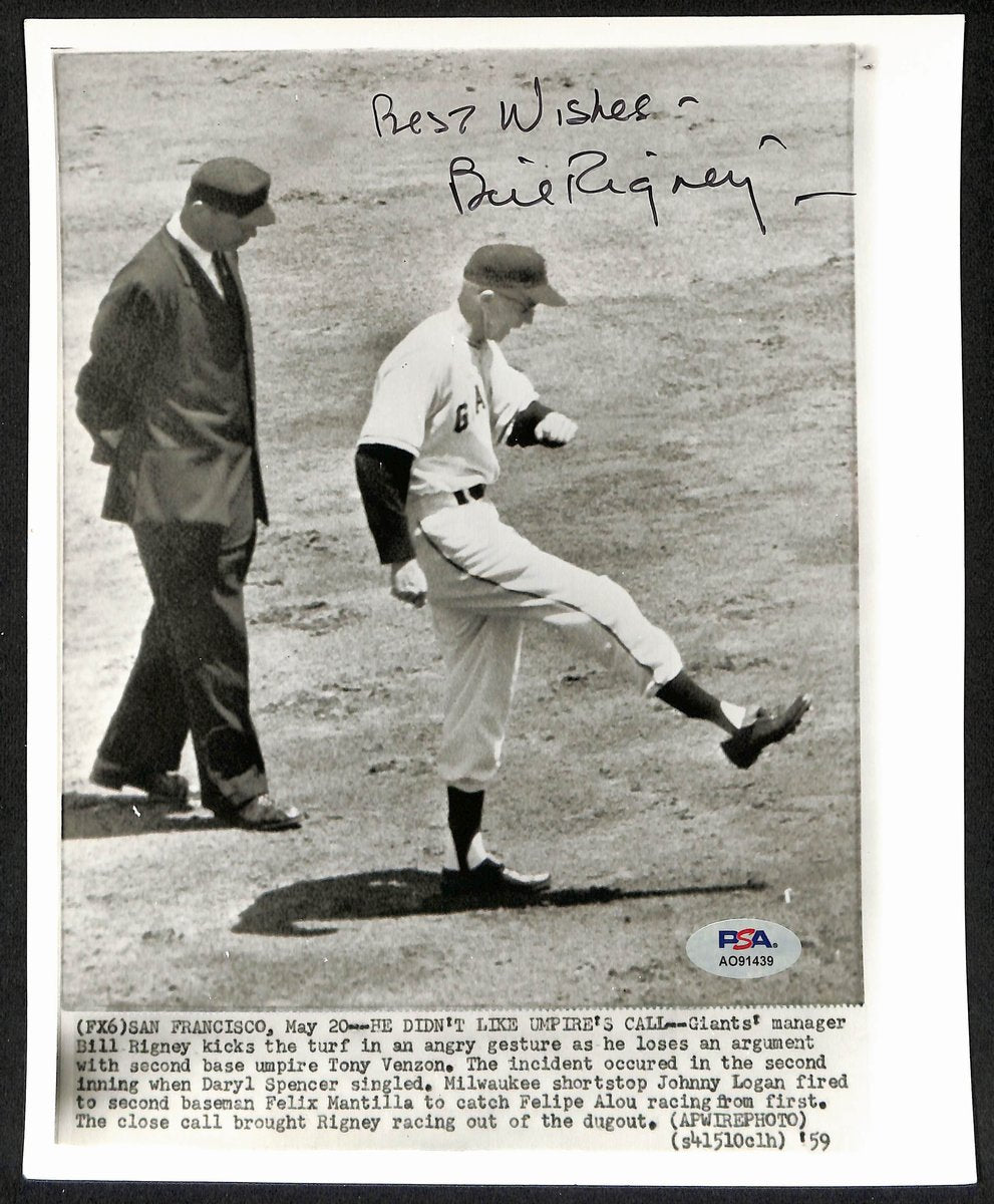 Bill Rigney Signed/Inscr 8x10 Press Photo 1959 New York Giants PSA/DNA 195475