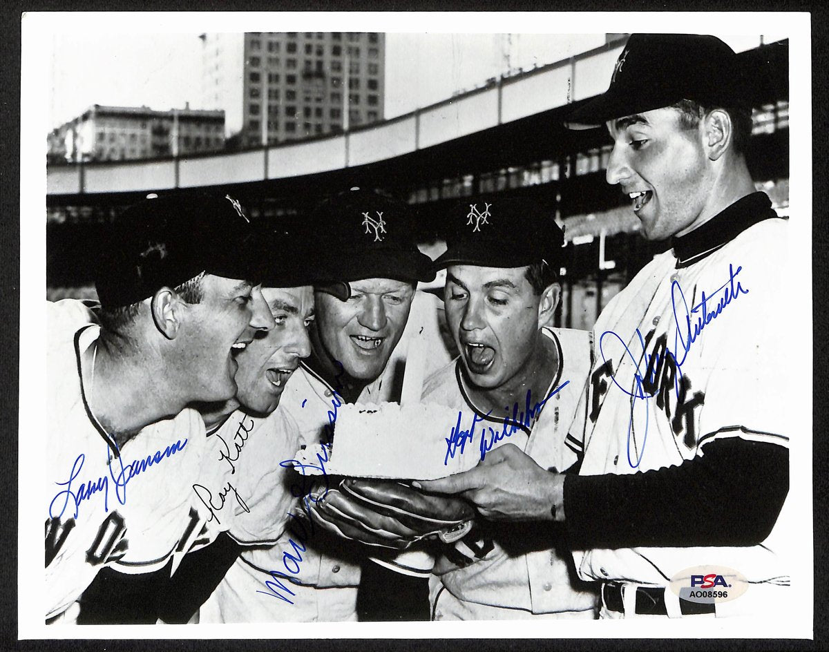 1954 New York Giants Multi-Signed (5) 8x10 Photo New York Giants PSA/DNA 195478