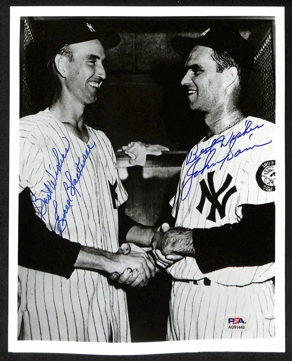 Johnny Sain/Ewell Blackwell Signed/Inscr 8x10 Photo Yankees PSA/DNA 196039