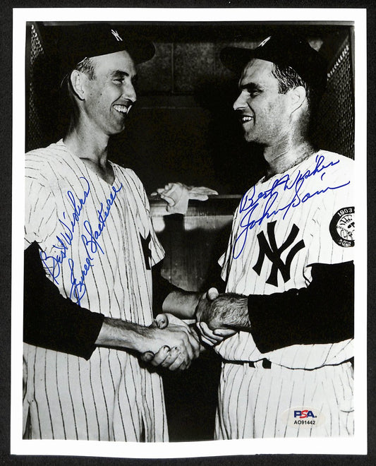 Johnny Sain/Ewell Blackwell Signed/Inscr 8x10 Photo Yankees PSA/DNA 196039