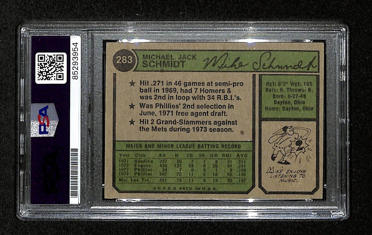 1974 Topps Mike Schmidt Phillies Card #283 Signed PSA/DNA GEM MINT 10 194897