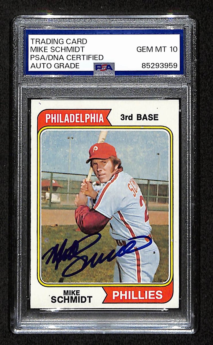 1974 Topps Mike Schmidt Phillies Card #283 Signed PSA/DNA GEM MINT 10 194898