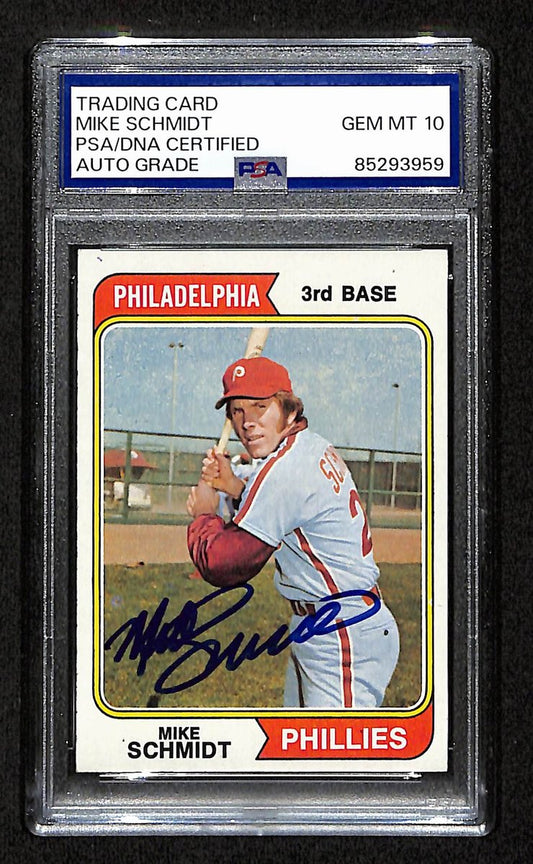 1974 Topps Mike Schmidt Phillies Card #283 Signed PSA/DNA GEM MINT 10 194898
