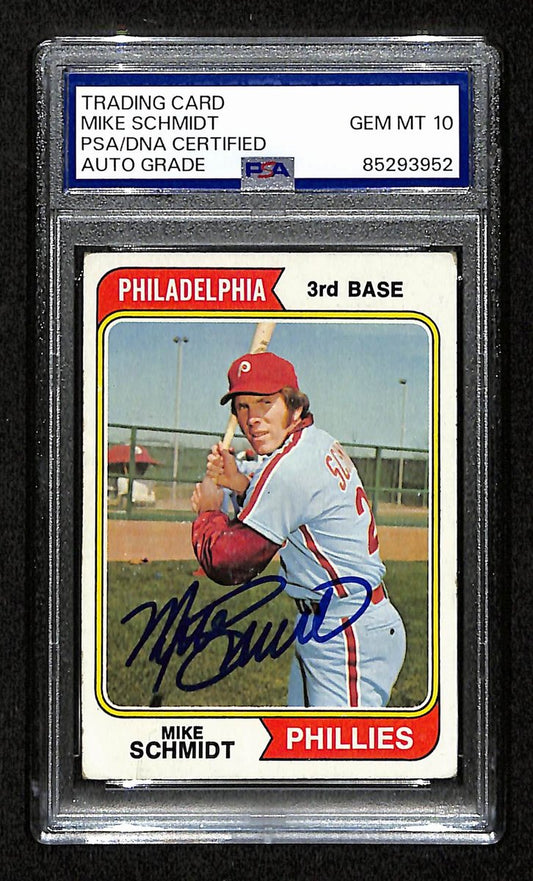 1974 Topps Mike Schmidt Phillies Card #283 Signed PSA/DNA GEM MINT 10 194900